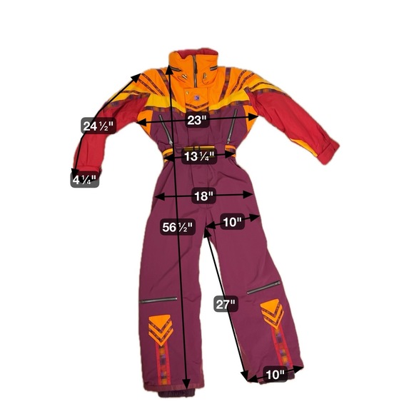 Vintage Custom Ski Suit Colorblock Fulllength Hooded Zipper Pockets Belt Size S - Picture 8 of 13